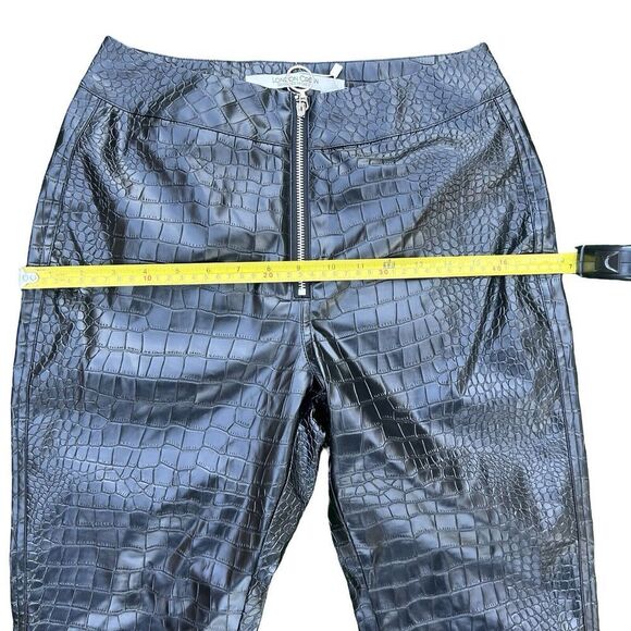 Women's Black Crocodile Skin Skinny Leather Pants - Stylish And Chic Design NWT - Picture 16 of 17